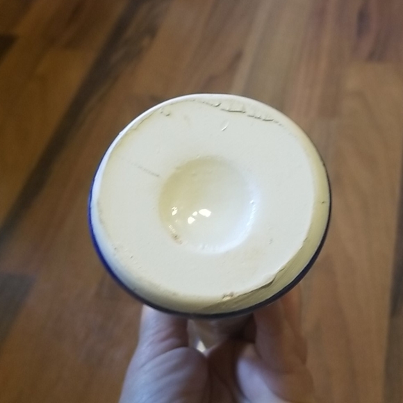 Tall Portugal Pottery Style Blue & Cream Floral Vase - Picture 9 of 11